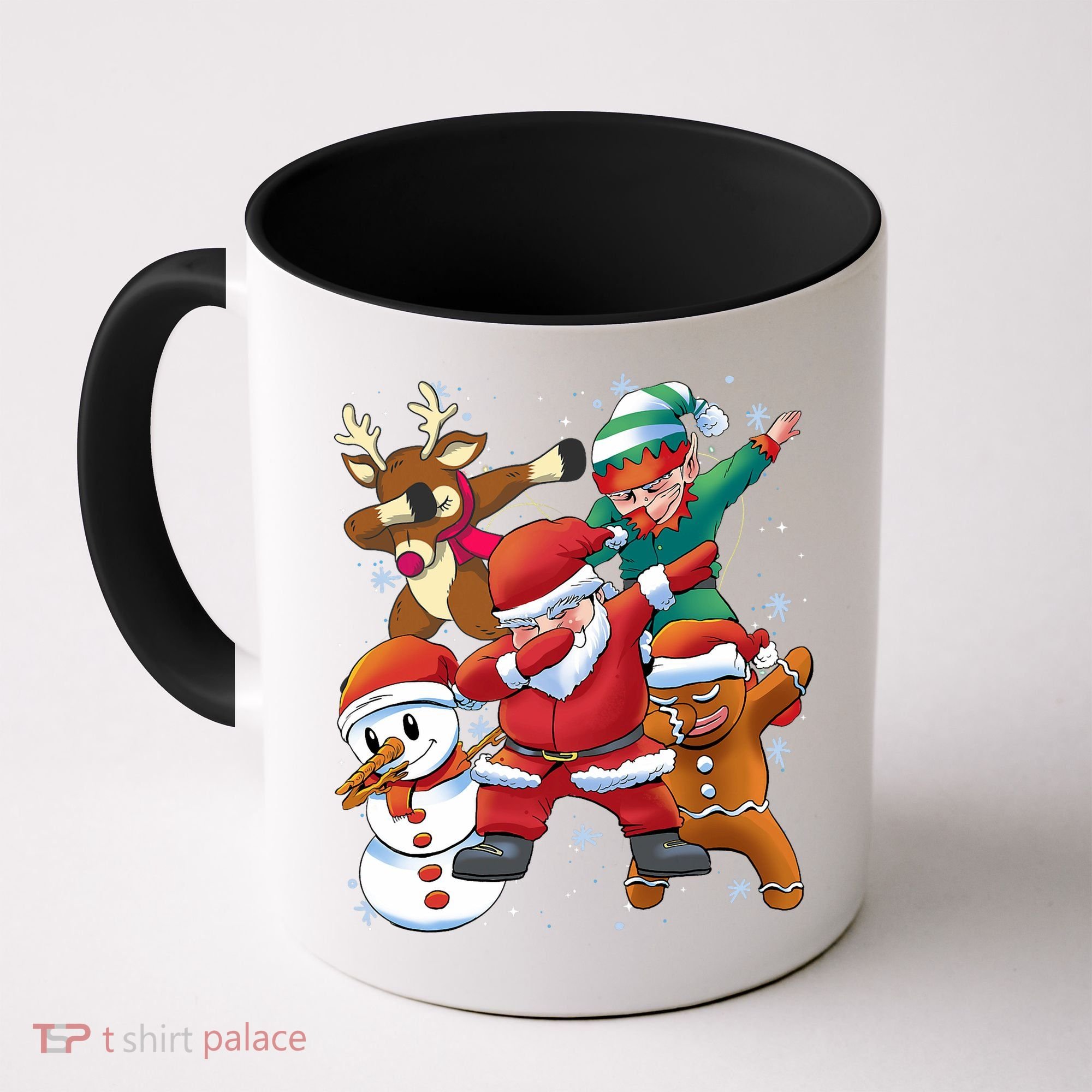 Christmas Dabbing Santa Elf Deer Gingerbread Man & Snowman Coffee Mug