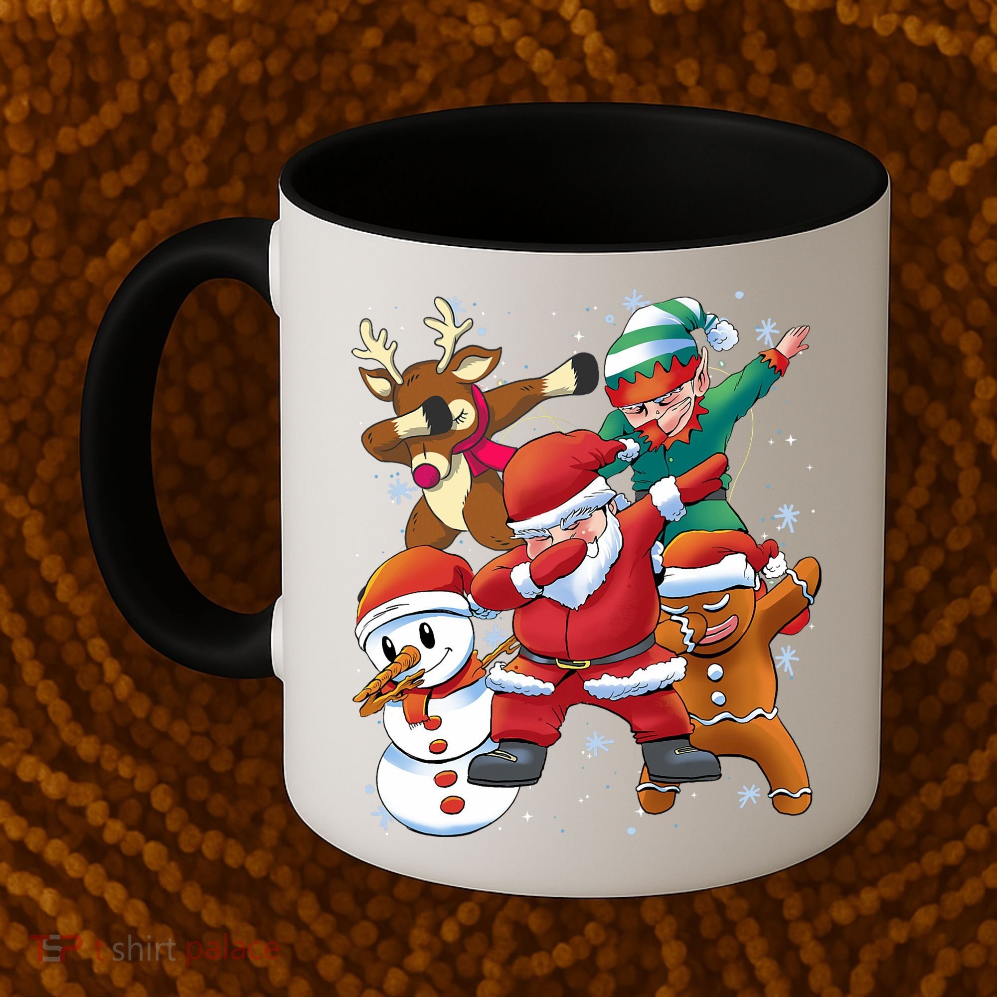 Christmas Dabbing Santa Elf Deer Gingerbread Man & Snowman Coffee Mug