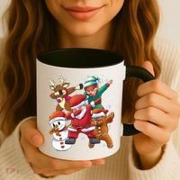 Christmas Dabbing Santa Elf Deer Gingerbread Man & Snowman Coffee Mug thumb 3