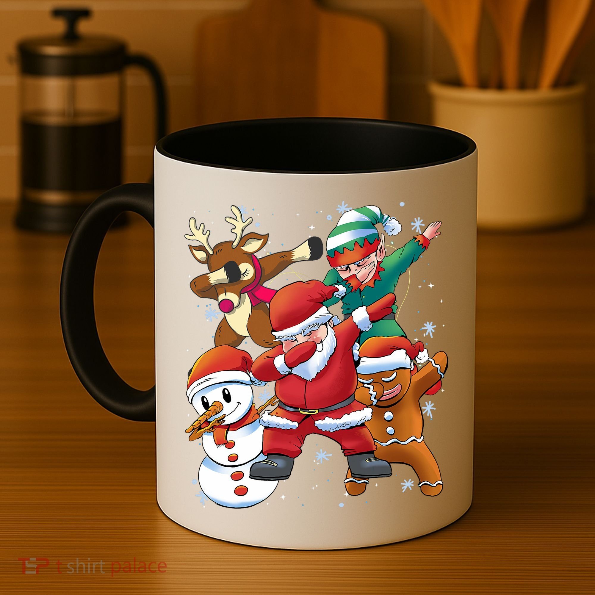 Christmas Dabbing Santa Elf Deer Gingerbread Man & Snowman Coffee Mug