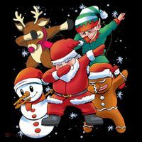 Christmas Dabbing Santa Elf Deer Gingerbread Man & Snowman Women's Hoodie thumb 2