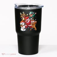 Christmas Dabbing Santa Elf Deer Gingerbread Man & Snowman Tumbler thumb 0