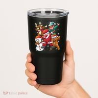 Christmas Dabbing Santa Elf Deer Gingerbread Man & Snowman Tumbler thumb 2