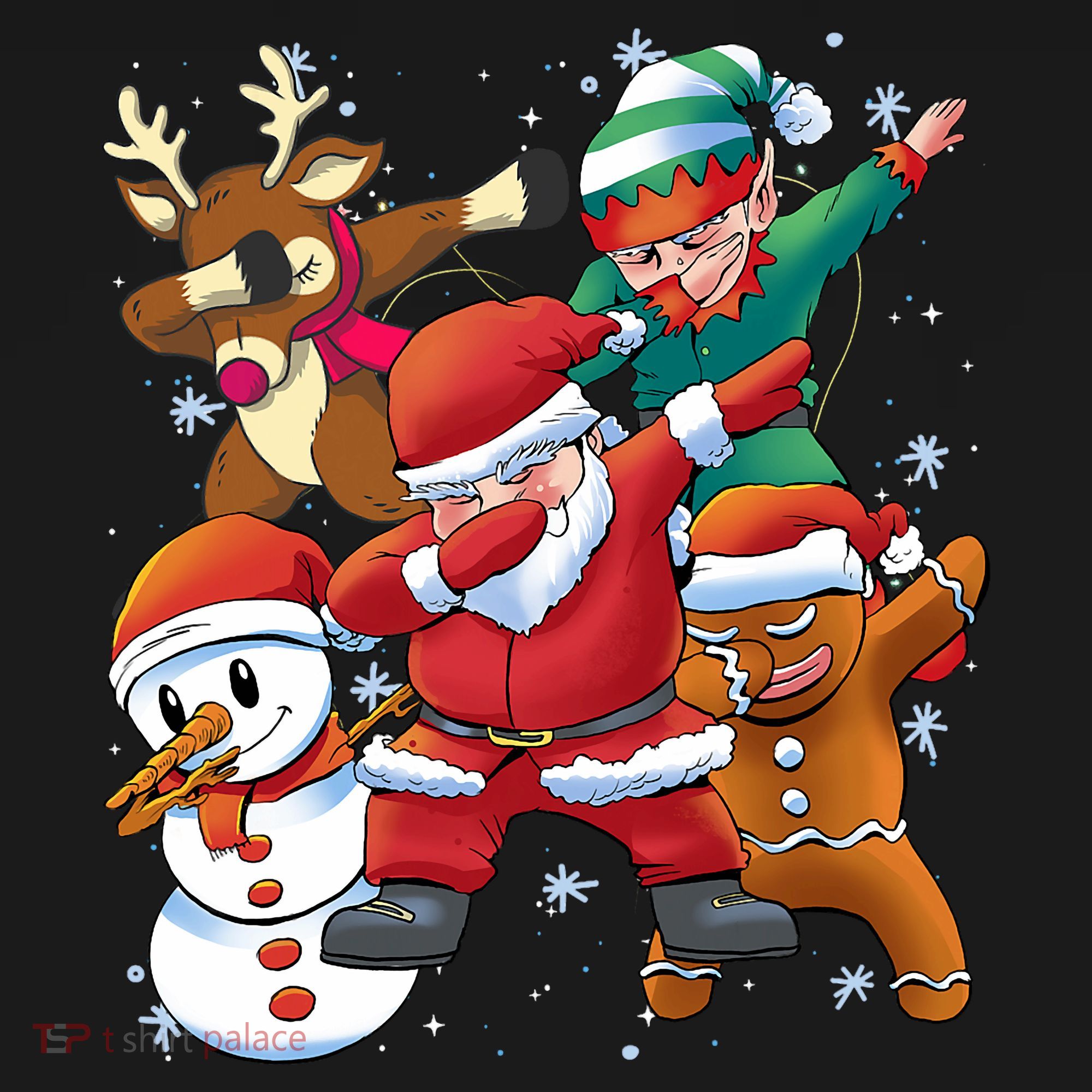 Christmas Dabbing Santa Elf Deer Gingerbread Man & Snowman Mousepad