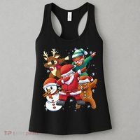 Christmas Dabbing Santa Elf Deer Gingerbread Man & Snowman Women's Tank Top thumb 3