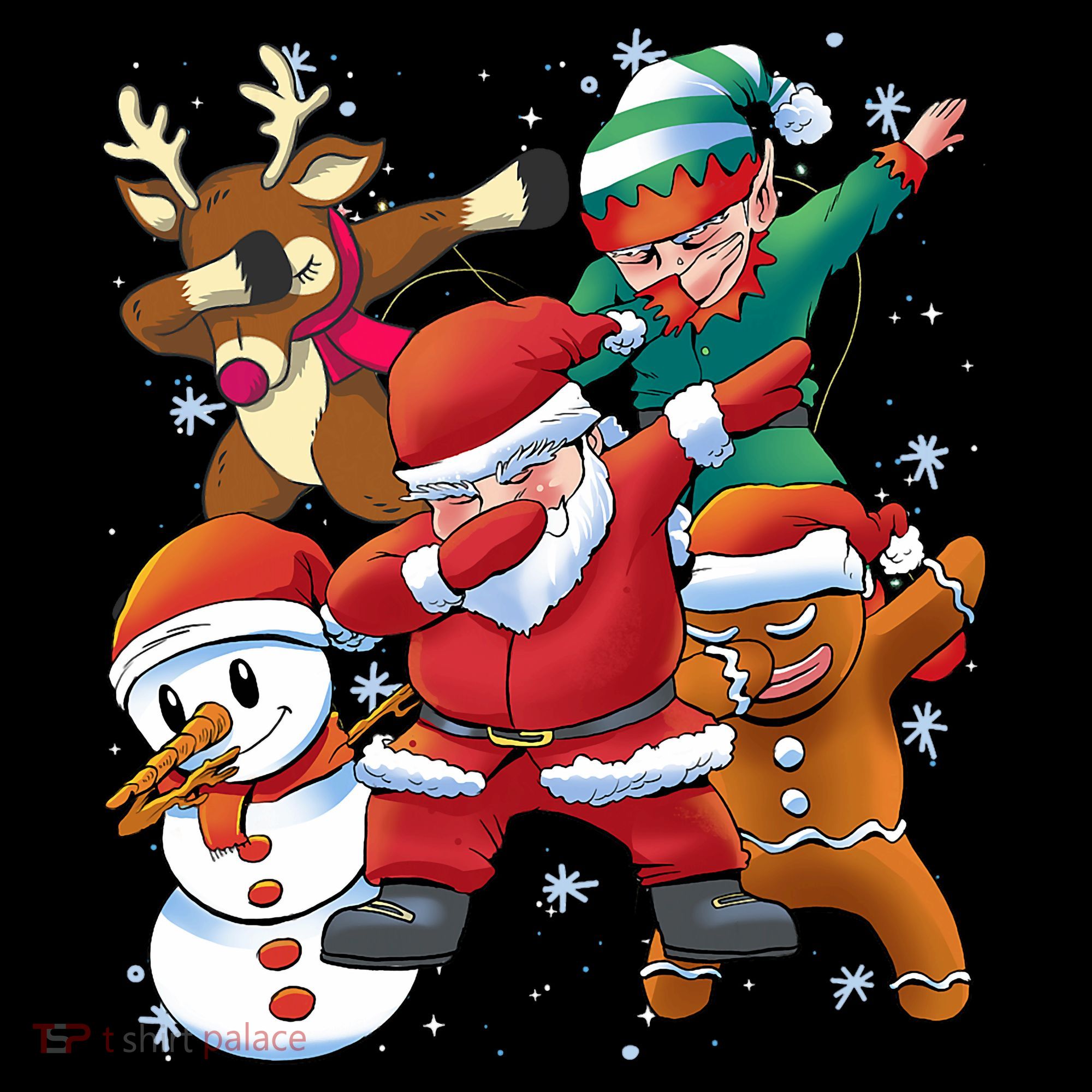 Christmas Dabbing Santa Elf Deer Gingerbread Man & Snowman Women's Tank Top