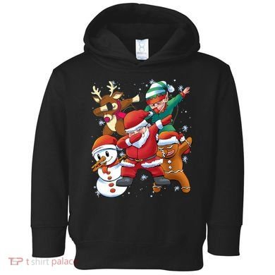Christmas Dabbing Santa Elf Deer Gingerbread Man & Snowman Toddler Hoodie