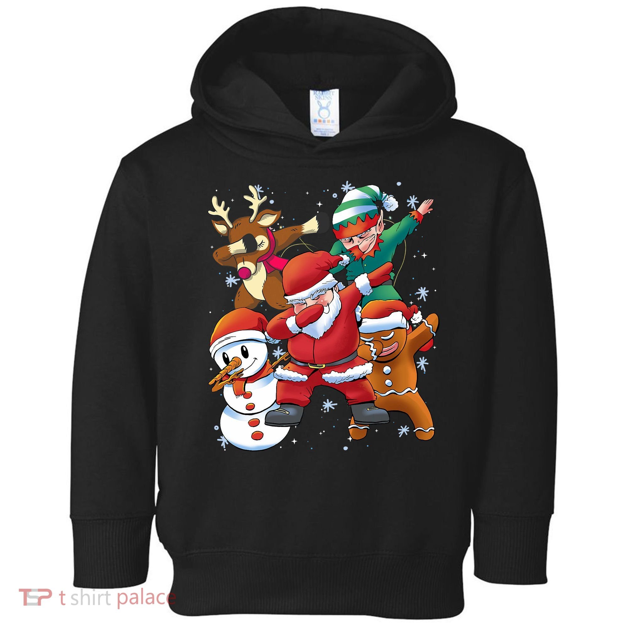 Christmas Dabbing Santa Elf Deer Gingerbread Man & Snowman Toddler Hoodie