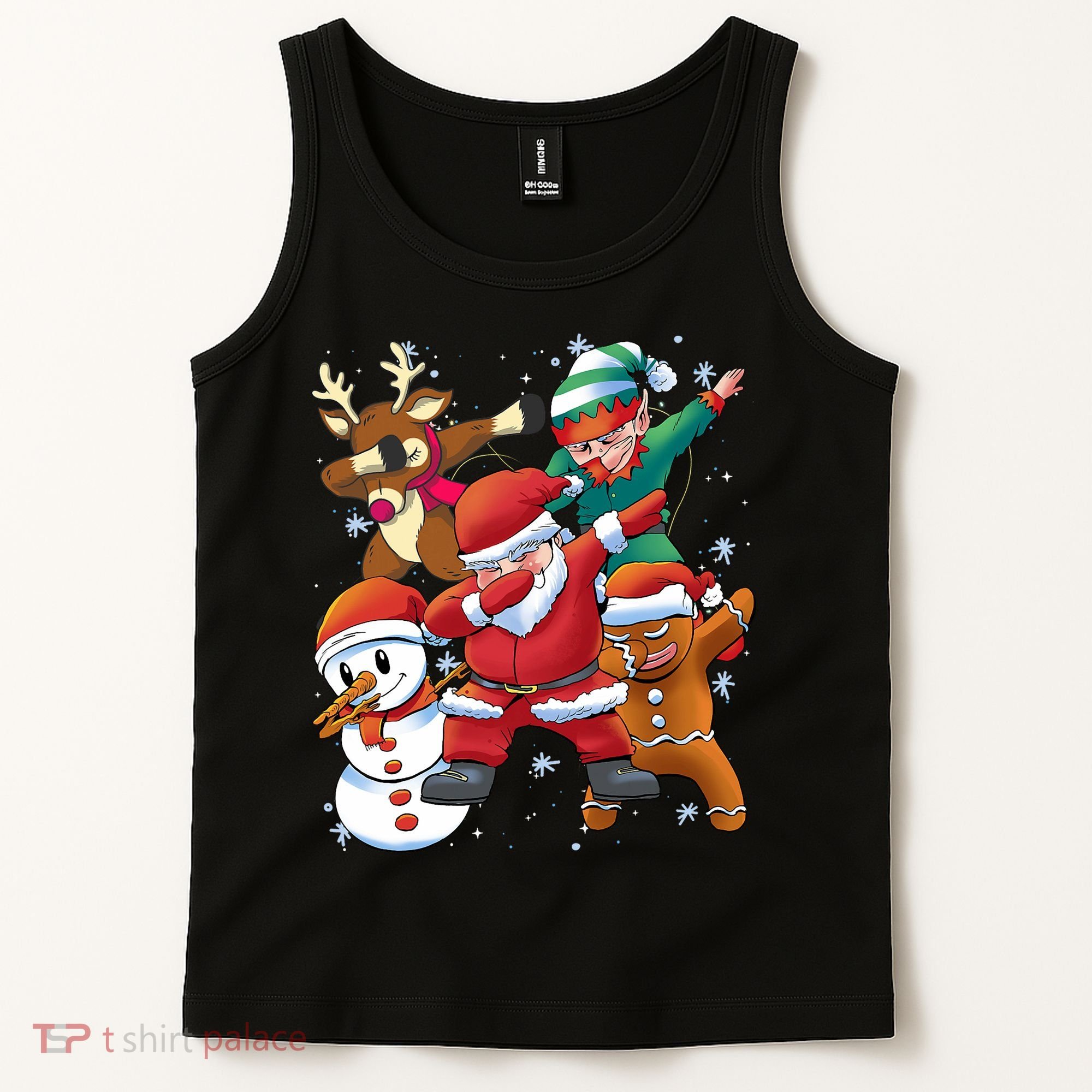 Christmas Dabbing Santa Elf Deer Gingerbread Man & Snowman Tank Top