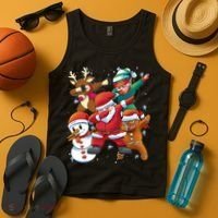 Christmas Dabbing Santa Elf Deer Gingerbread Man & Snowman Tank Top thumb 4