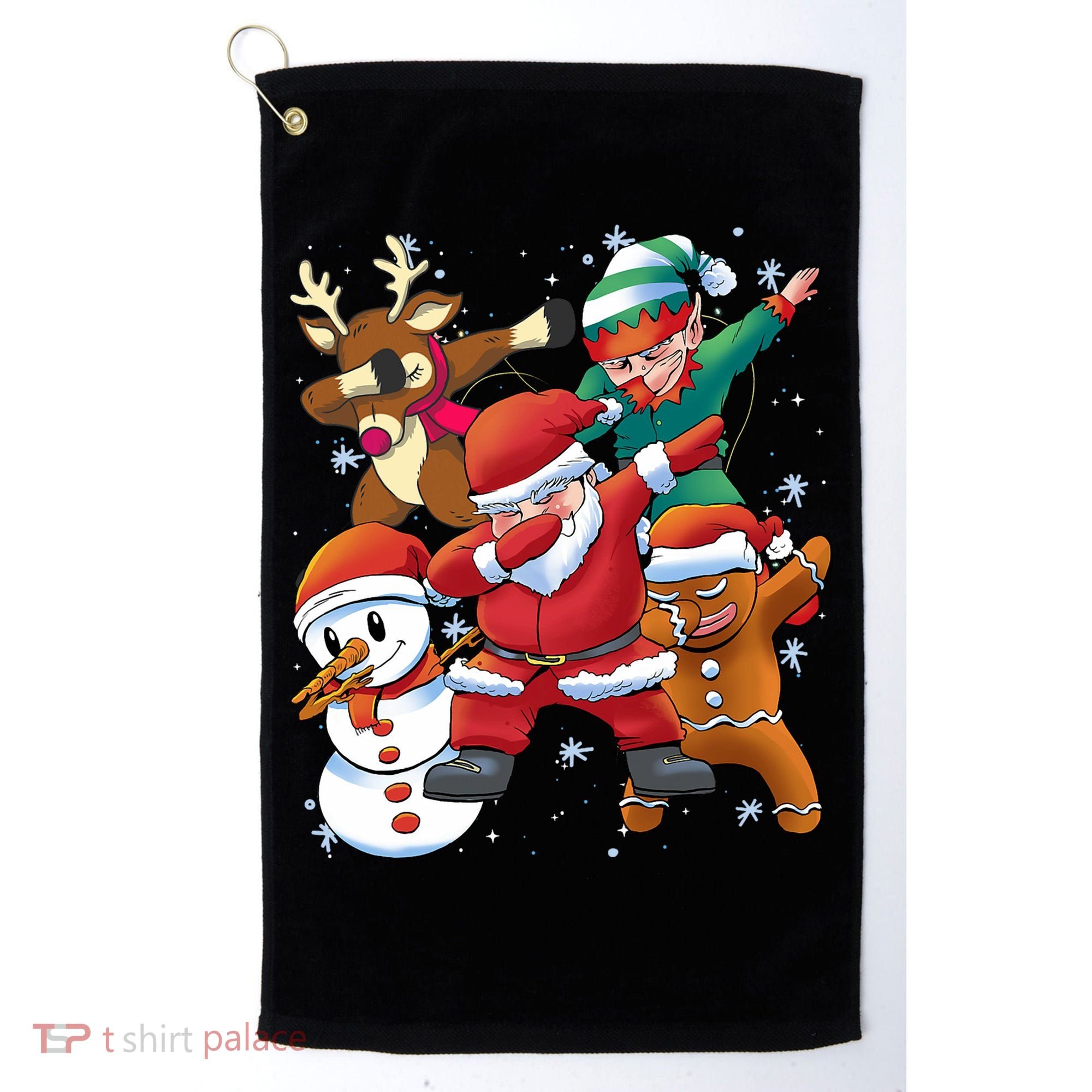 Christmas Dabbing Santa Elf Deer Gingerbread Man & Snowman Golf Towel