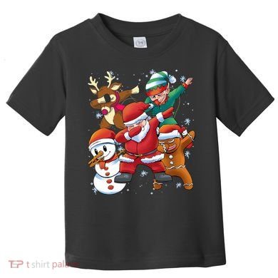 Christmas Dabbing Santa Elf Deer Gingerbread Man & Snowman Toddler T-Shirt