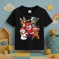 Christmas Dabbing Santa Elf Deer Gingerbread Man & Snowman Toddler T-Shirt thumb 3