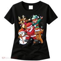 Christmas Dabbing Santa Elf Deer Gingerbread Man & Snowman Women's T-Shirt thumb 0