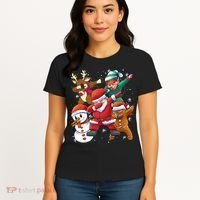 Christmas Dabbing Santa Elf Deer Gingerbread Man & Snowman Women's T-Shirt thumb 4