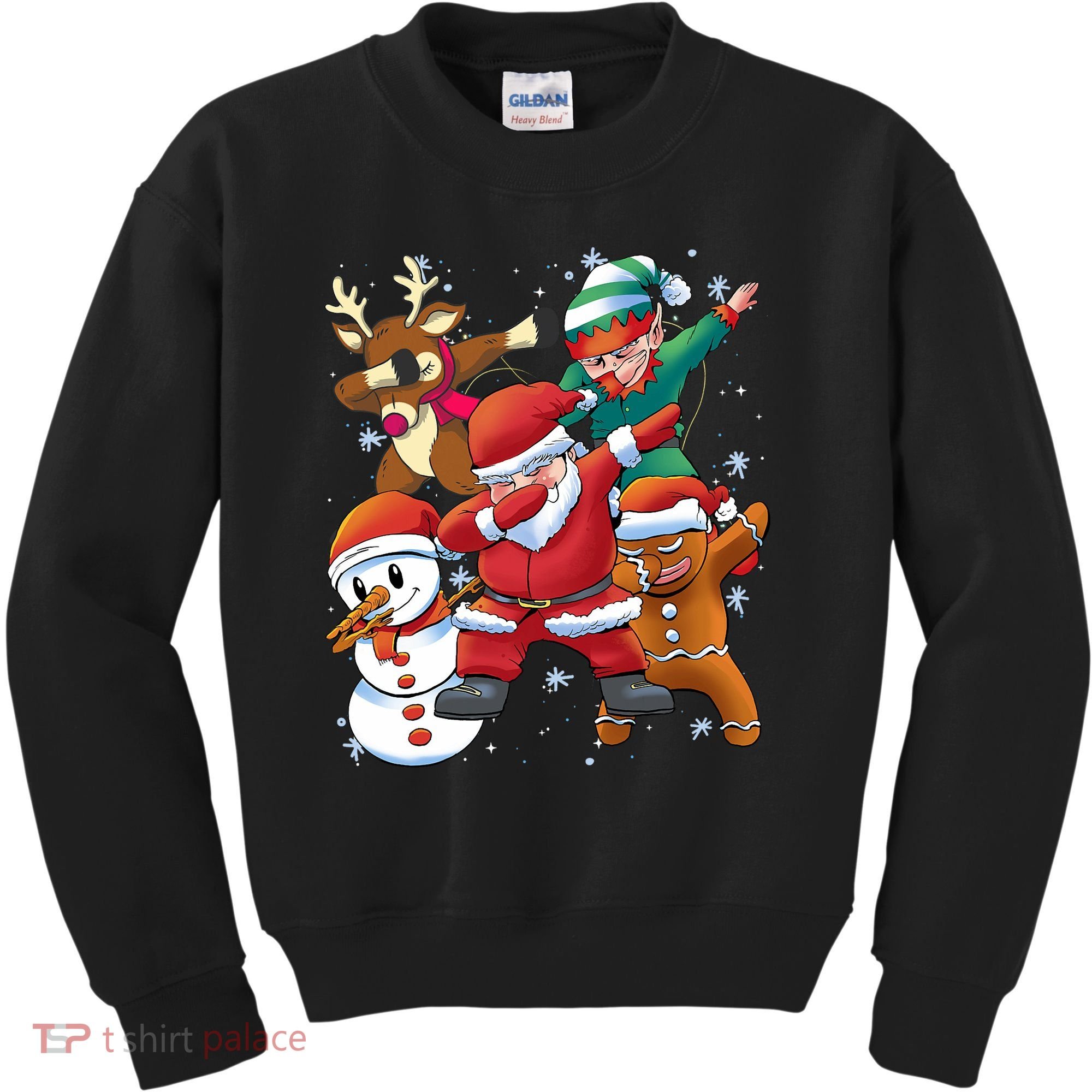 Christmas Dabbing Santa Elf Deer Gingerbread Man & Snowman Kids Sweatshirt