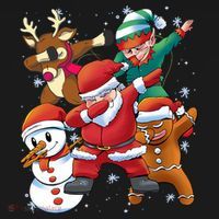 Christmas Dabbing Santa Elf Deer Gingerbread Man & Snowman Kids Sweatshirt thumb 2