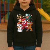 Christmas Dabbing Santa Elf Deer Gingerbread Man & Snowman Kids Hoodie thumb 3