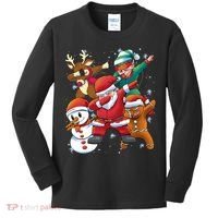 Christmas Dabbing Santa Elf Deer Gingerbread Man & Snowman Kids Long Sleeve Shirt thumb 0