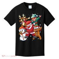 Christmas Dabbing Santa Elf Deer Gingerbread Man & Snowman Kids T-Shirt thumb 0