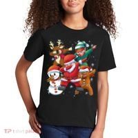Christmas Dabbing Santa Elf Deer Gingerbread Man & Snowman Kids T-Shirt thumb 2