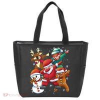 Christmas Dabbing Santa Elf Deer Gingerbread Man & Snowman Tote Bag thumb 0