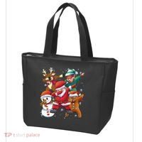 Christmas Dabbing Santa Elf Deer Gingerbread Man & Snowman Tote Bag thumb 3