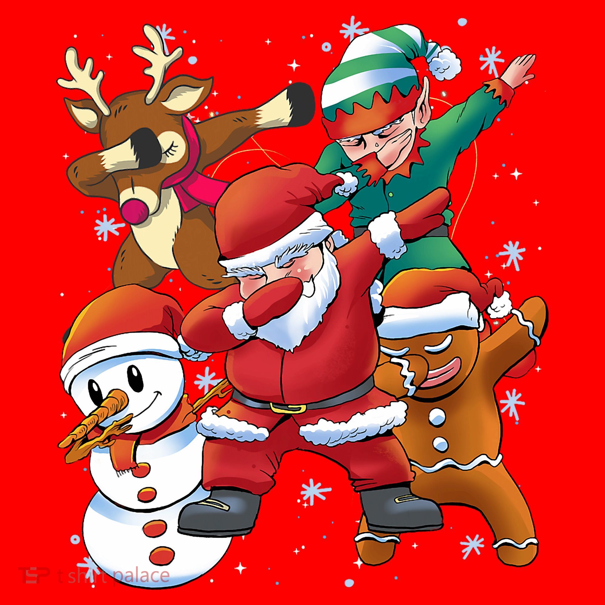 Christmas Dabbing Santa Elf Deer Gingerbread Man & Snowman Santa Hat