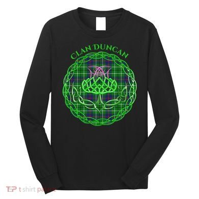 Clan Duncan Scottish Tartan Celtic Thistle Long Sleeve Shirt