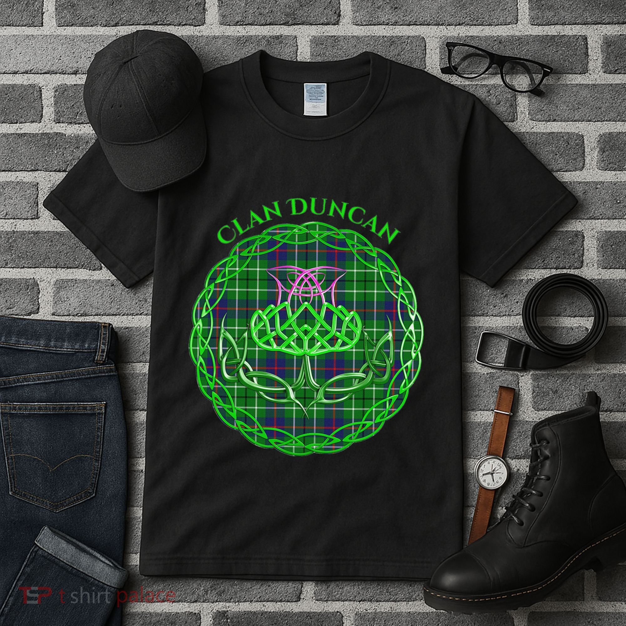 Clan Duncan Scottish Tartan Celtic Thistle Tall T-Shirt