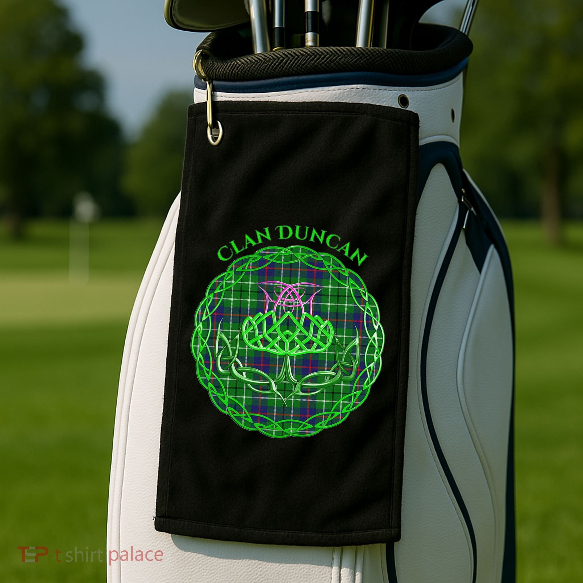 Clan Duncan Scottish Tartan Celtic Thistle Golf Towel