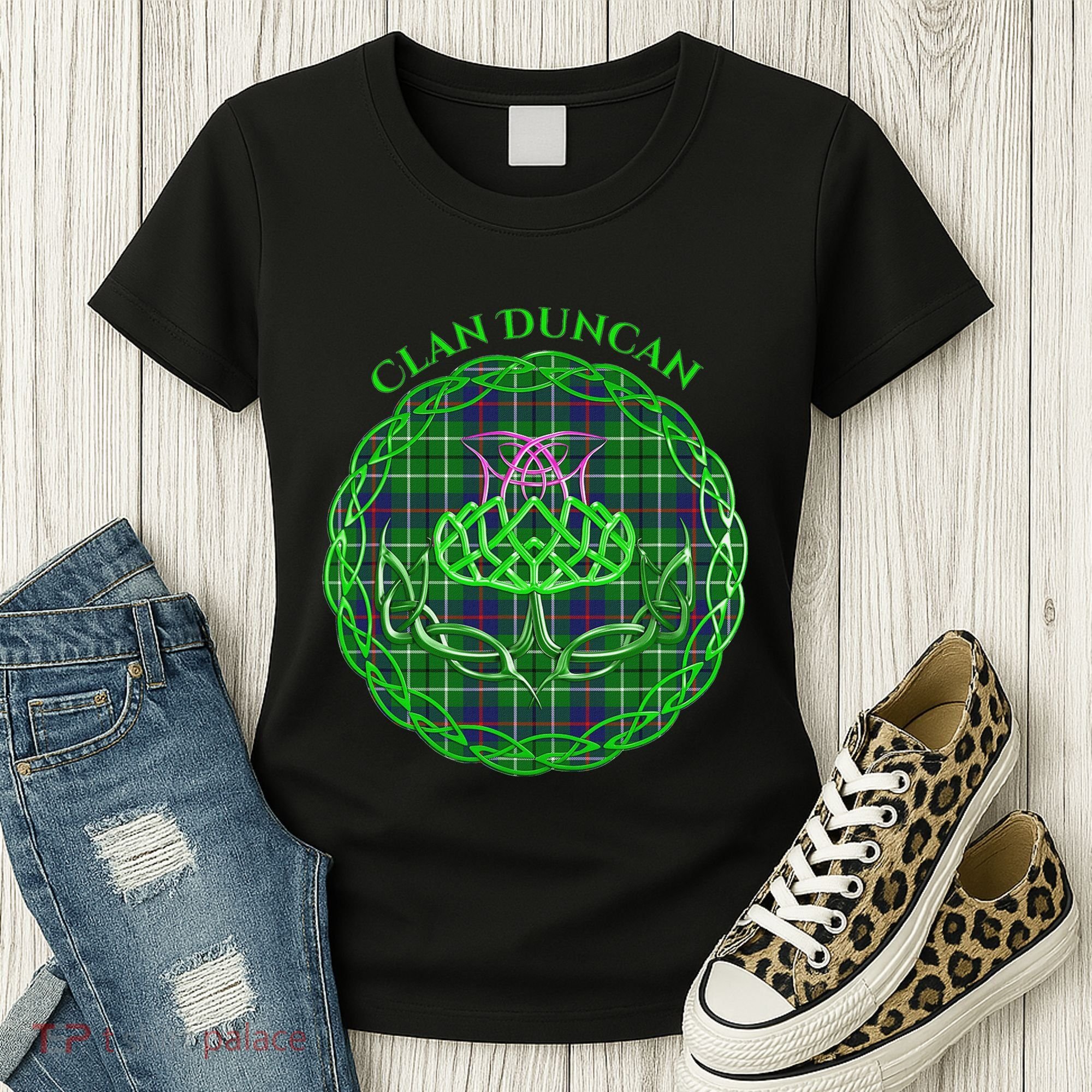 Clan Duncan Scottish Tartan Celtic Thistle Women's T-Shirt