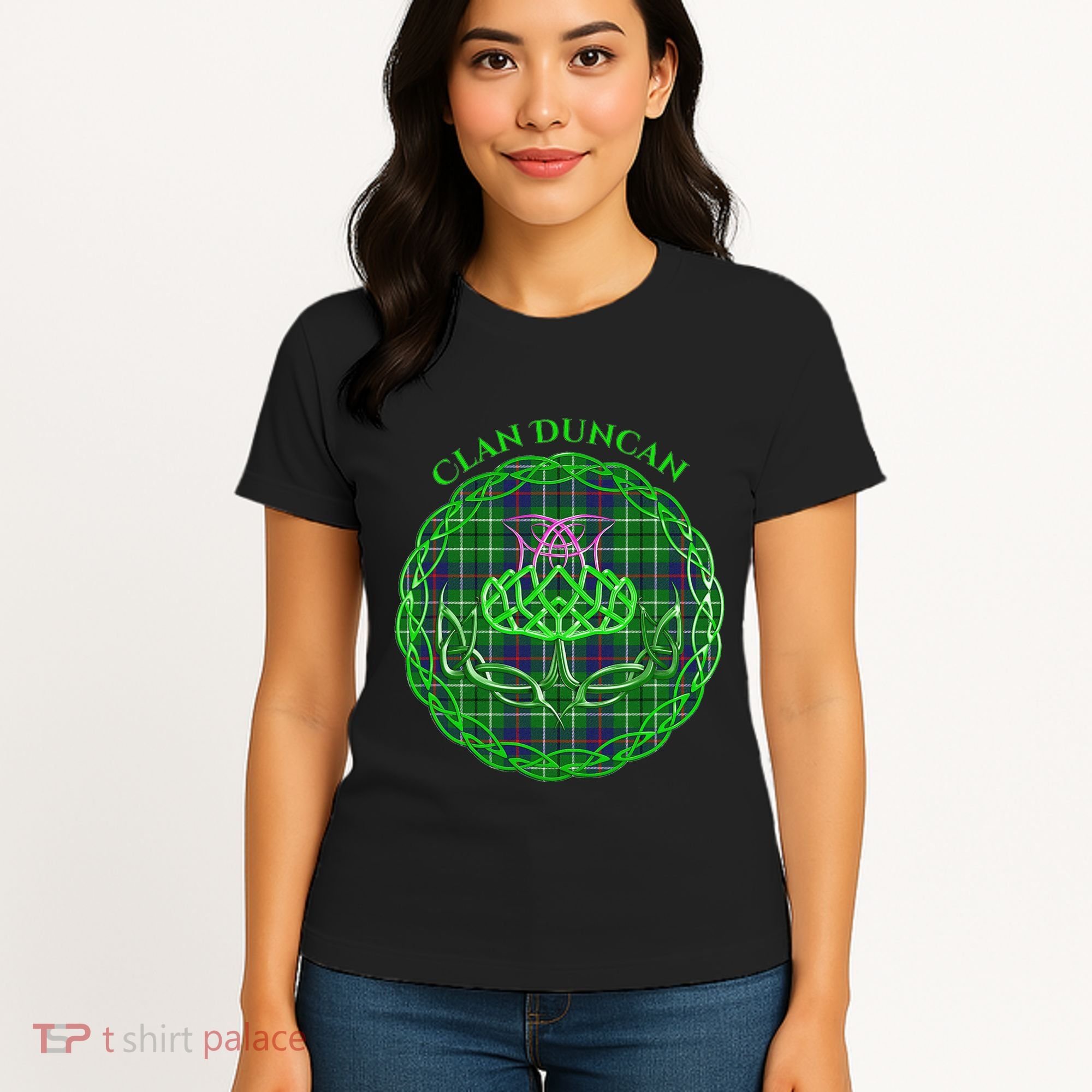 Clan Duncan Scottish Tartan Celtic Thistle Women's T-Shirt