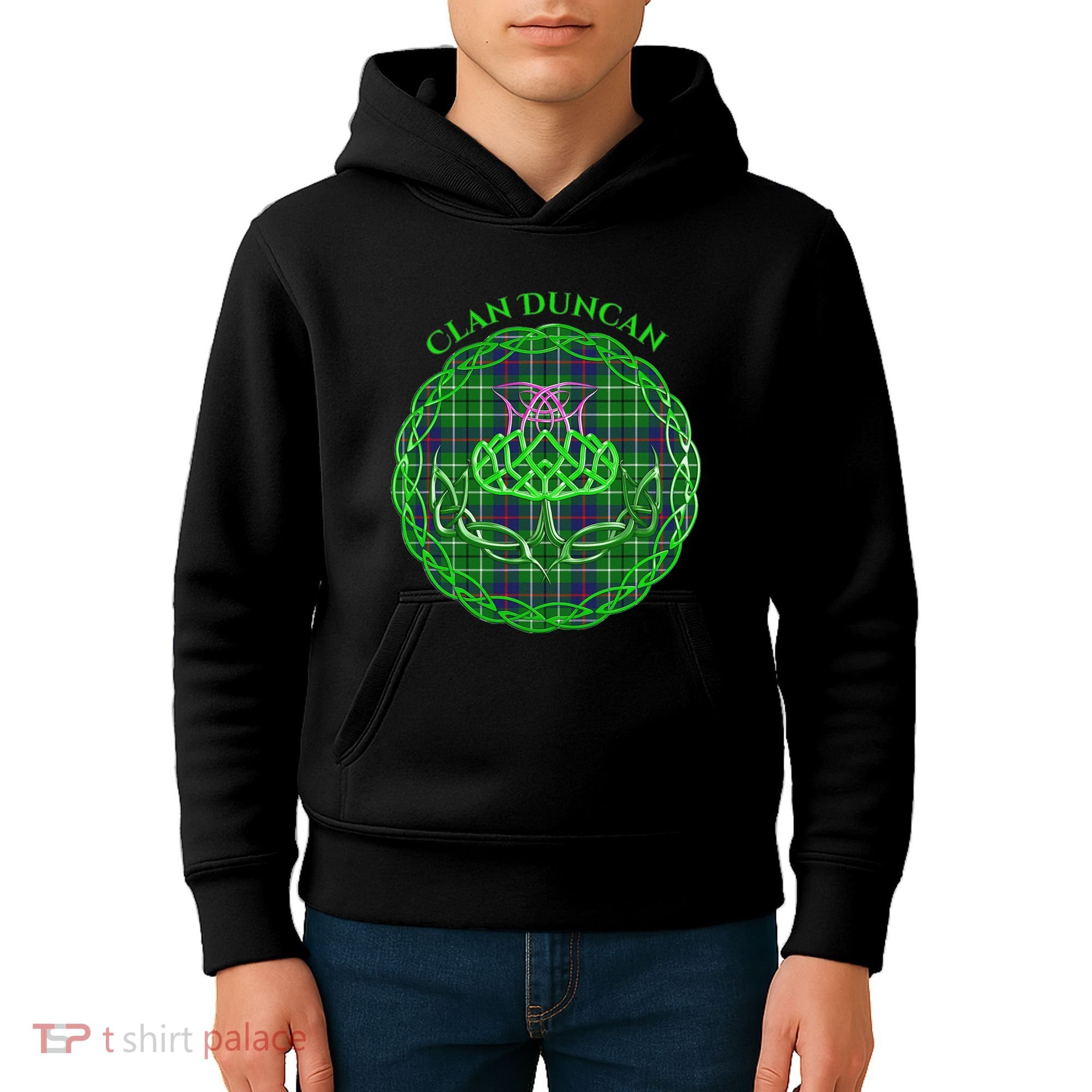 Clan Duncan Scottish Tartan Celtic Thistle Kids Hoodie