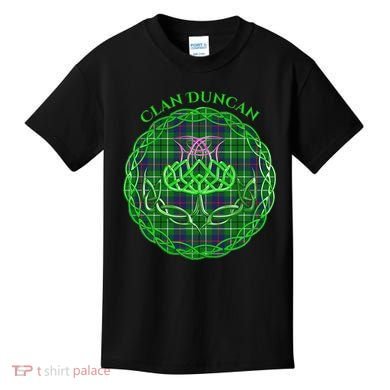 Clan Duncan Scottish Tartan Celtic Thistle Kids T-Shirt