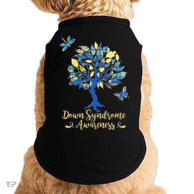 Cute Down Syndrome Awareness Blue Yellow Tree Doggie Tank