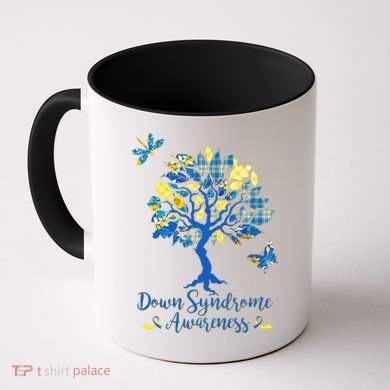 Cute Down Syndrome Awareness Blue Yellow Tree Coffee Mug