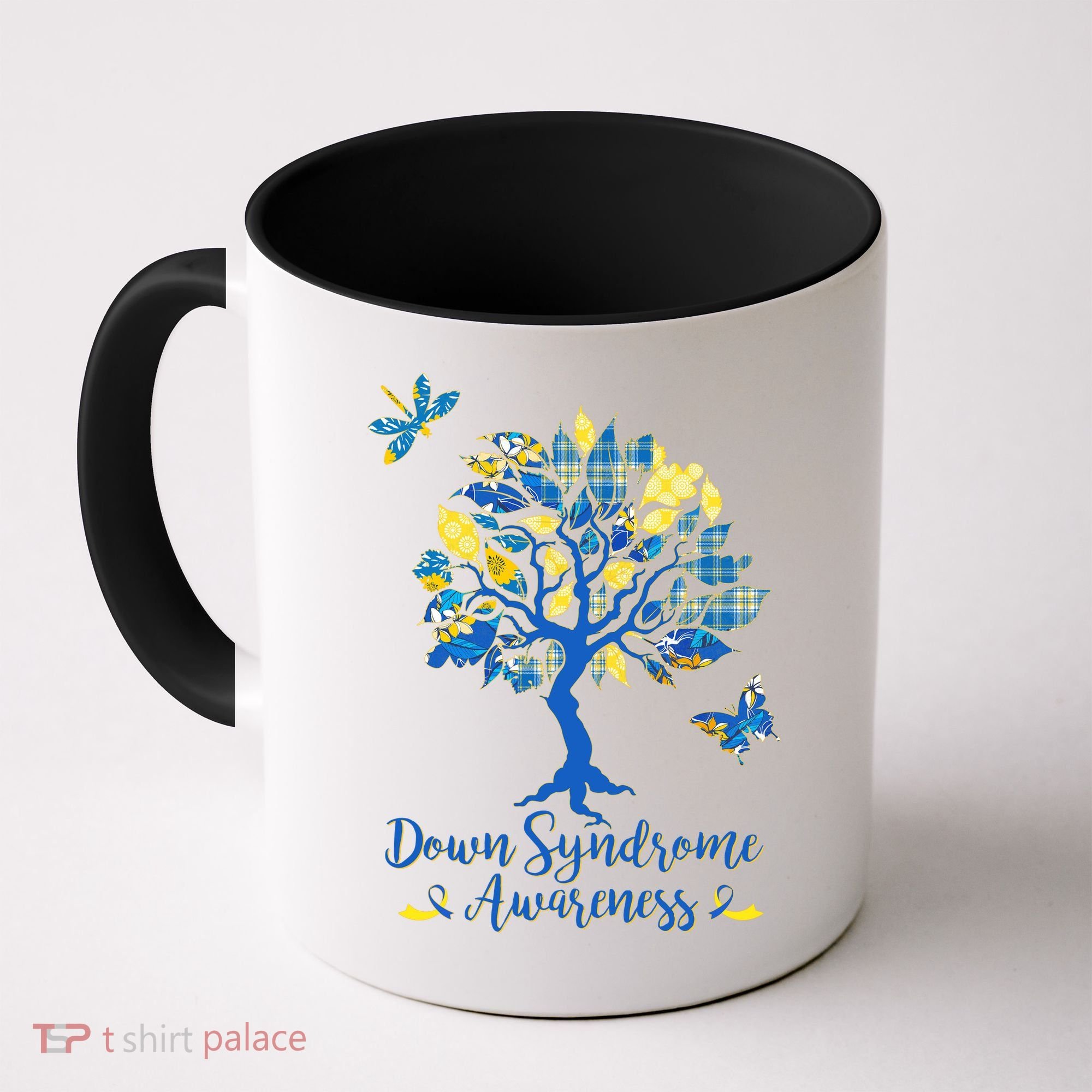 Cute Down Syndrome Awareness Blue Yellow Tree Coffee Mug