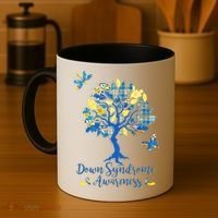 Cute Down Syndrome Awareness Blue Yellow Tree Coffee Mug thumb 4