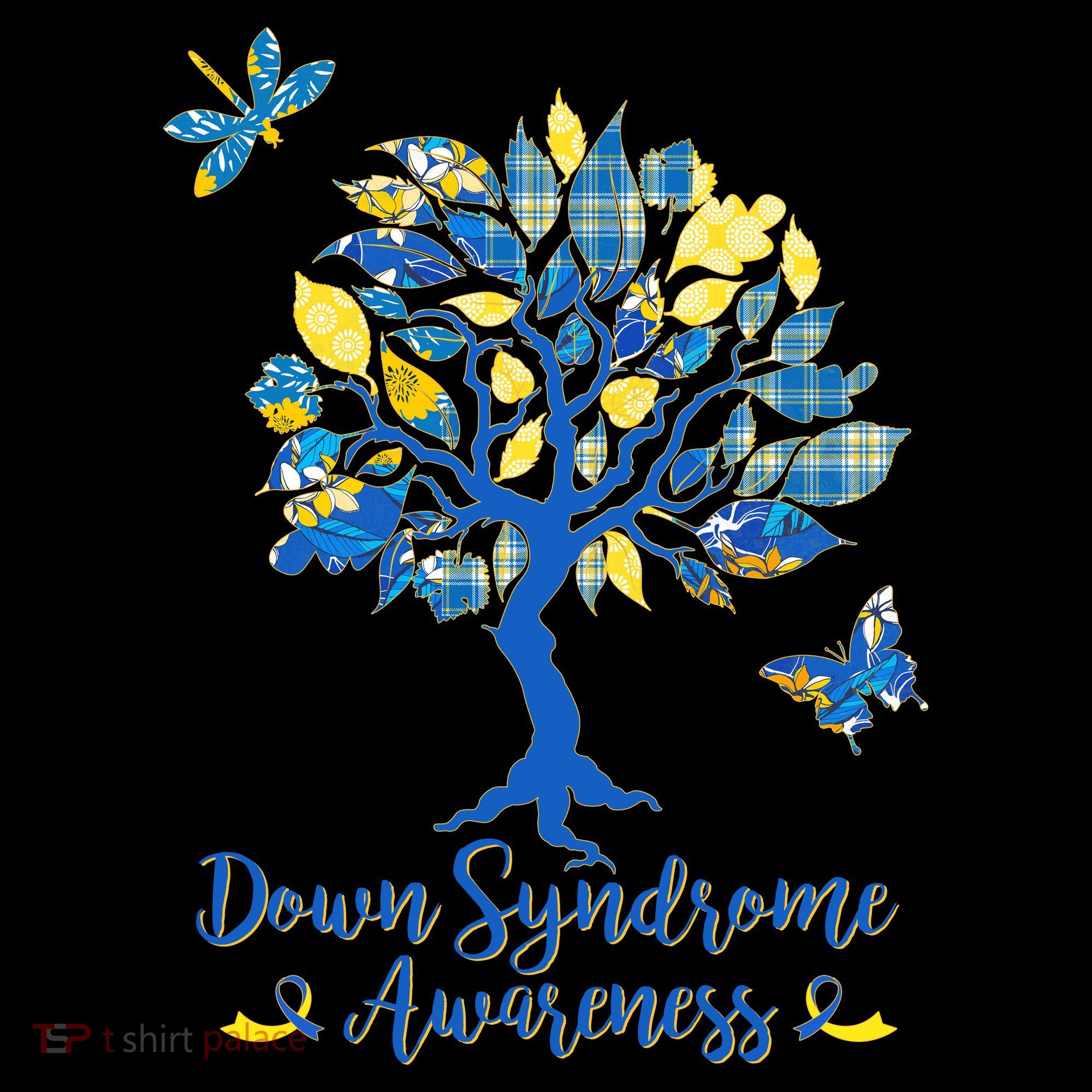 Cute Down Syndrome Awareness Blue Yellow Tree Coffee Mug