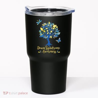 Cute Down Syndrome Awareness Blue Yellow Tree Tumbler