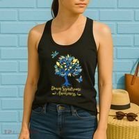 Cute Down Syndrome Awareness Blue Yellow Tree Women's Tank Top thumb 2