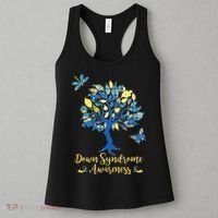 Cute Down Syndrome Awareness Blue Yellow Tree Women's Tank Top thumb 3