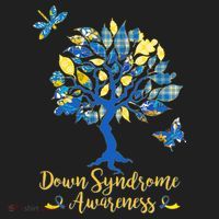 Cute Down Syndrome Awareness Blue Yellow Tree Hat thumb 2