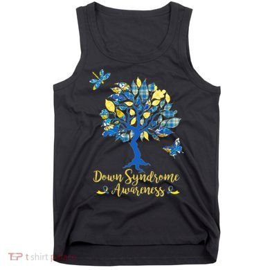 Cute Down Syndrome Awareness Blue Yellow Tree Tank Top