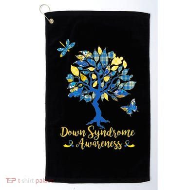 Cute Down Syndrome Awareness Blue Yellow Tree Golf Towel