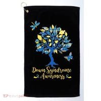 Cute Down Syndrome Awareness Blue Yellow Tree Golf Towel thumb 0