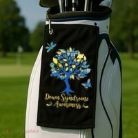 Cute Down Syndrome Awareness Blue Yellow Tree Golf Towel thumb 2