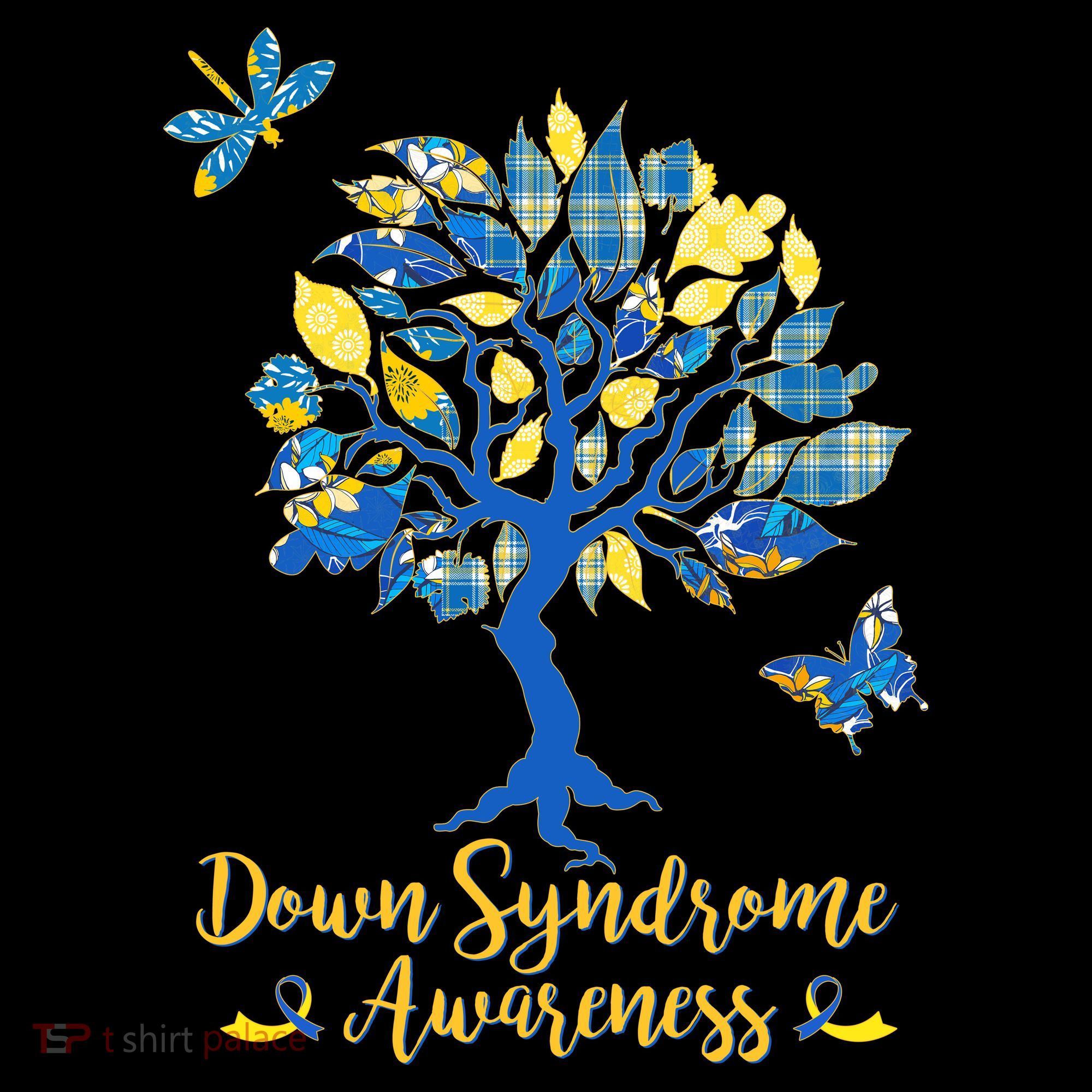 Cute Down Syndrome Awareness Blue Yellow Tree Visor