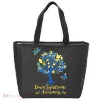 Cute Down Syndrome Awareness Blue Yellow Tree Tote Bag thumb 0